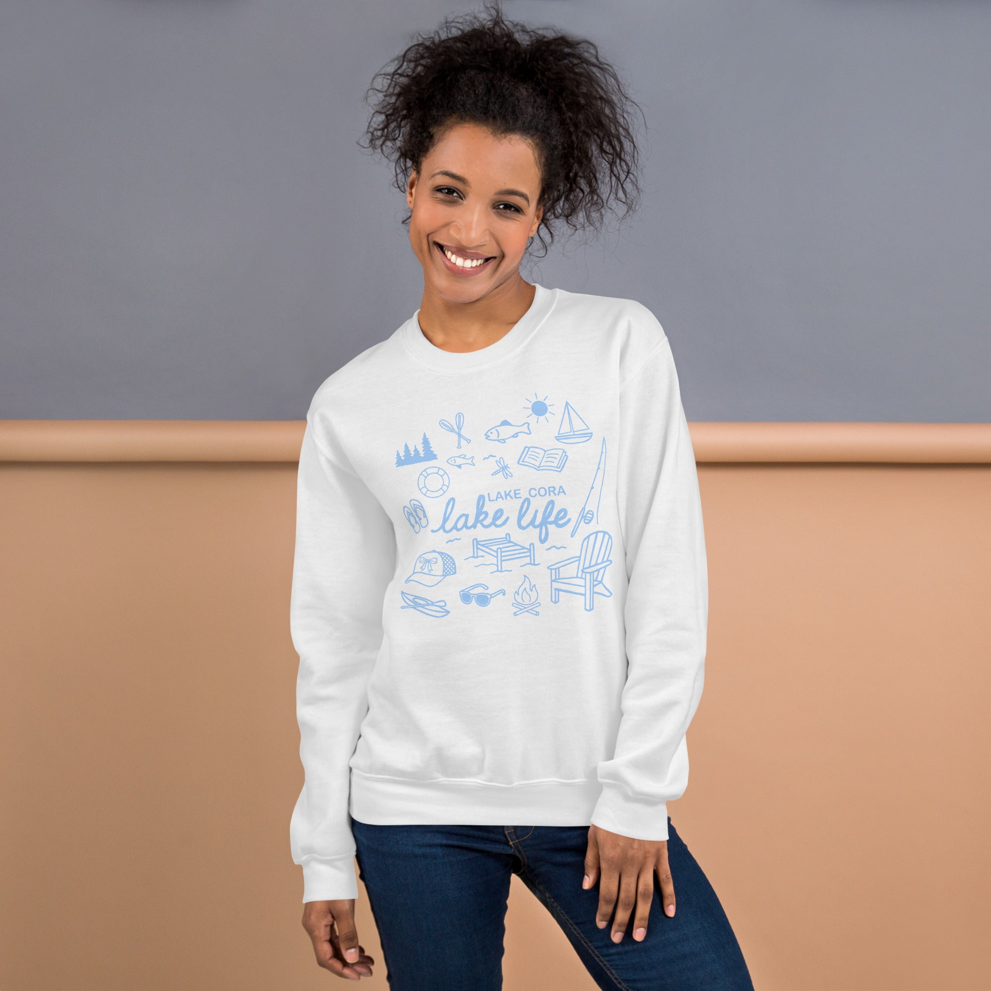 Lake Life Doodle Adult Crewneck | Lake Cora